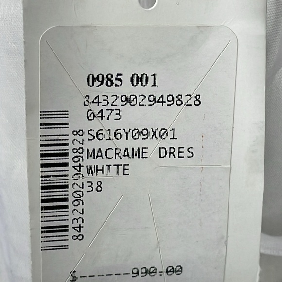 NWT Loewe Macrame Trim Sheer Midi Dress White Bridal Organza Sz 38 - Picture 15 of 16